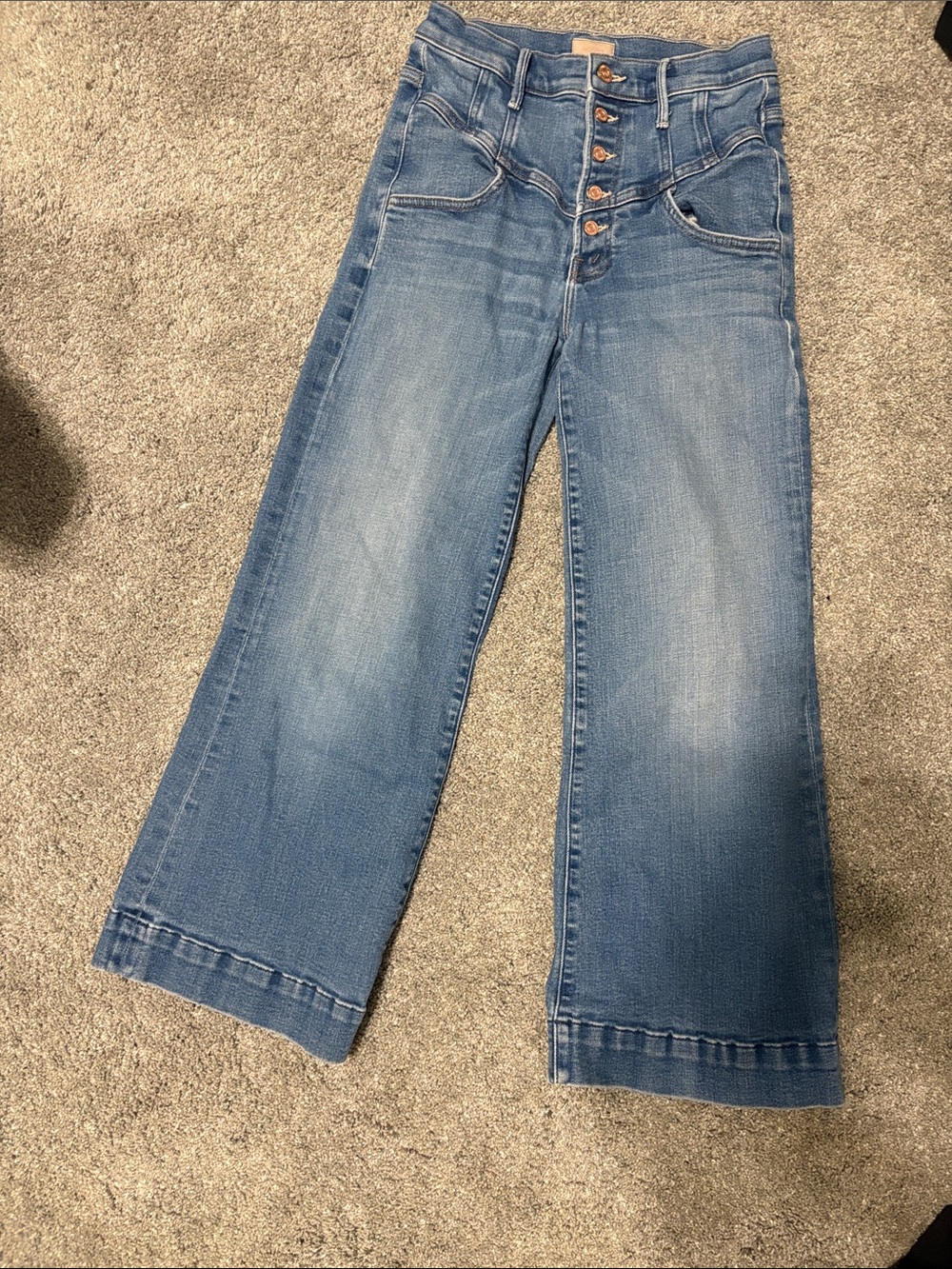 MOTHER High-Rise Wide Leg Jeans - The Swooner Roller Yoke Front Ankle size 26
